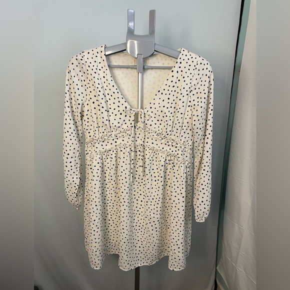 Altar’d State white babydoll dress with black polka dots size Small - Picture 1 of 6